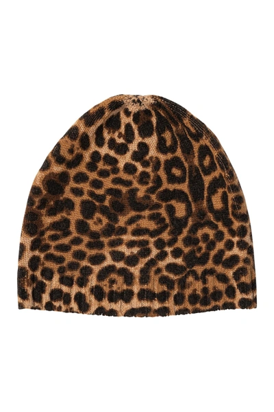 Shop Amicale Cashmere Animal Print Beanie In 251cam