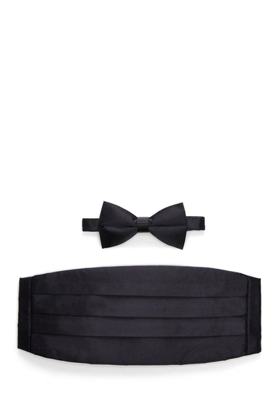 Shop Michelsons Silk Satin Bow Tie & Cummerbund In Black