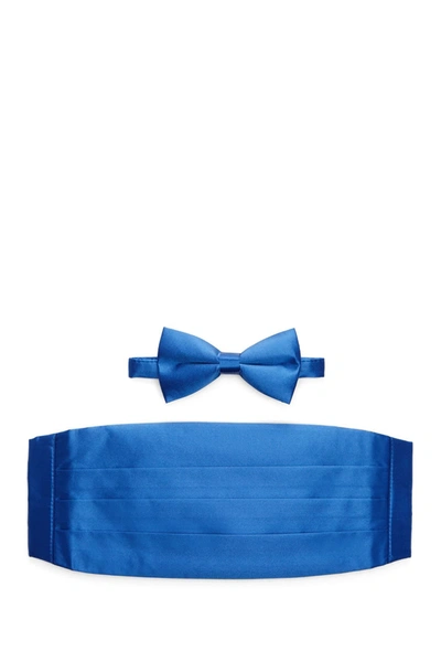 Shop Michelsons Silk Satin Bow Tie & Cummerbund In Blue
