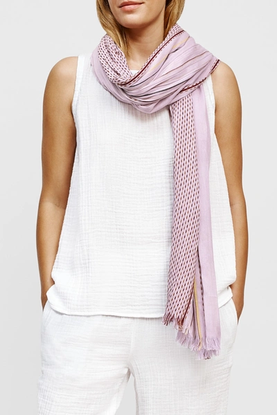 Shop Eileen Fisher Organic Cotton Stitched Stripe Scarf In Malow