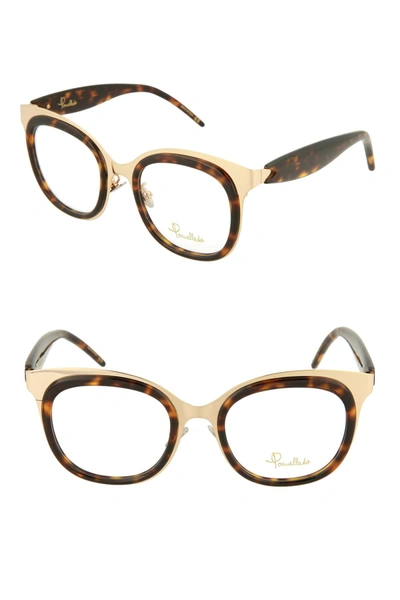 Shop Pomellato 52mm Square Optical Frames In Gold Brown Clear