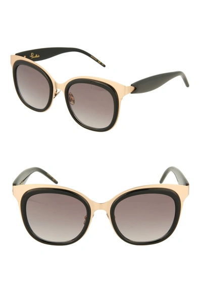 Shop Pomellato 52mm Square Sunglasses In Gold Black Grey