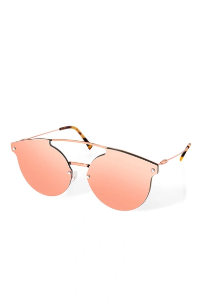 Shop Aqs Willow Aviator Sunglasses In Rose Gold