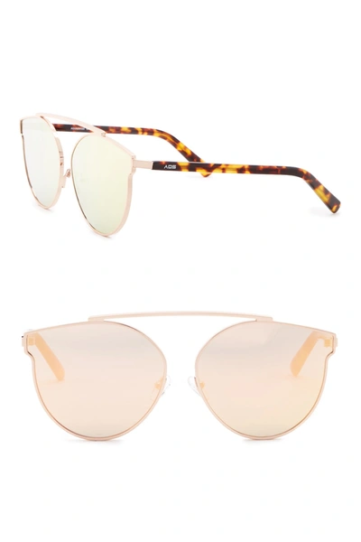 Shop Aqs Ivy 62mm Aviator Sunglasses In Rose Gold/havana/rose Gold