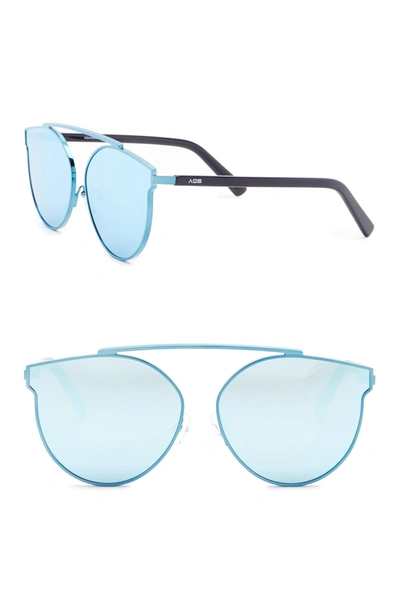 Shop Aqs Ivy 62mm Aviator Sunglasses In Blue-navy/ice