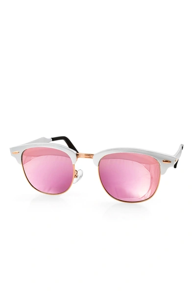 Shop Aqs Milo 49mm Clubmaster Sunglasses In Silver-rose