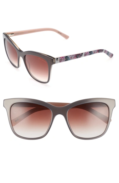 Shop Ted Baker 55mm Full Rim Cat Eye Sunglasses In Gry