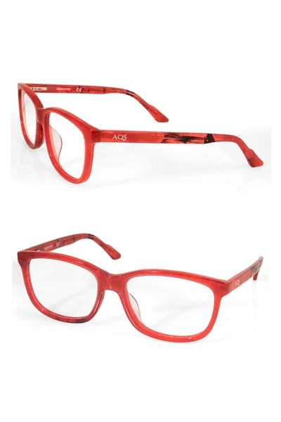 Shop Aqs Collin 54mm Rectangle Optical Frames In Pale Red-black