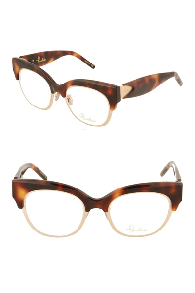 Shop Pomellato 47mm Cat Eye Optical Frames In Avana Gold Clear