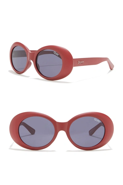 Shop Quay Frivolous 55mm Oval Sunglasses In Red/smk