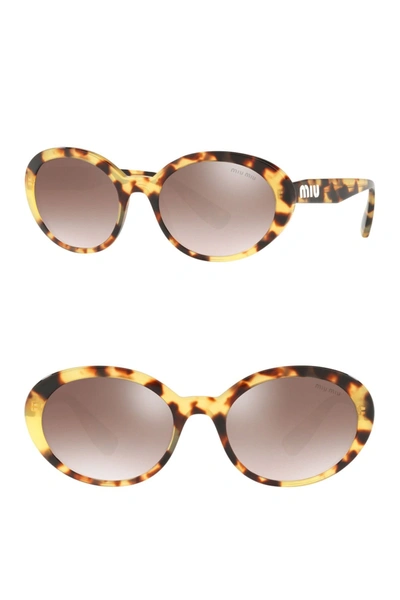 Shop Miu Miu 53mm Round Sunglasses In Lite Havana