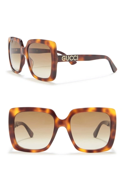 Shop Gucci 54mm Oversized Square Sunglasses In Havana