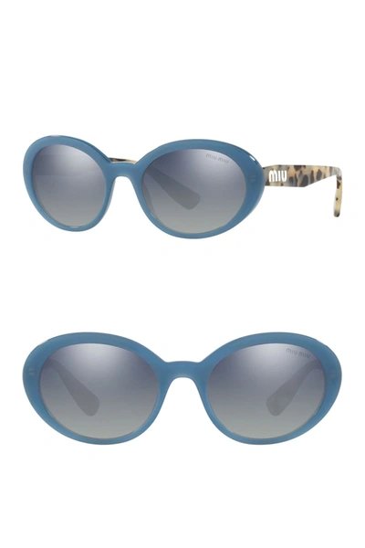 Shop Miu Miu 53mm Round Sunglasses In Opal Blue