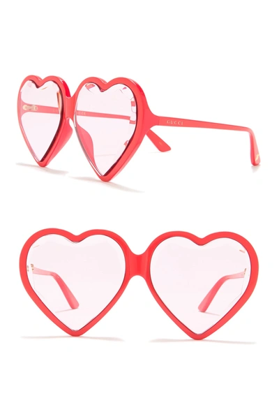 Shop Gucci 62mm Heart Sunglasses In Shiny Red