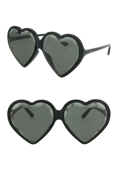 Shop Gucci Novelty 62mm Heart Sunglasses In Shiny Black