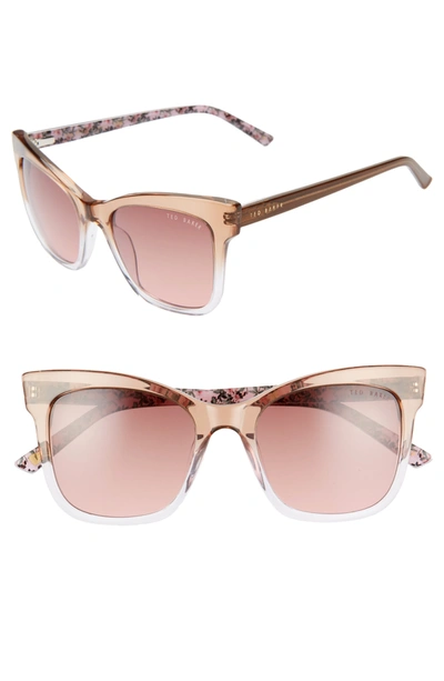 Shop Ted Baker 51mm Full Rim Square Cat Eye Sunglasses In Taupe