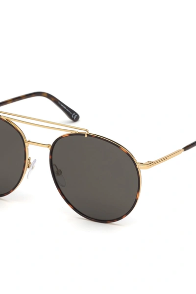 Shop Tom Ford Wesley 58mm Round Sunglasses In Srgld/smk
