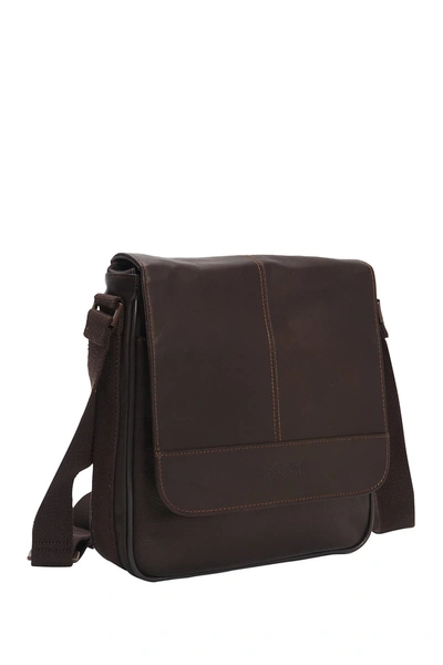 Shop Kenneth Cole Colombian Leather Messenger Briefcase Shoulder Bag In Brown