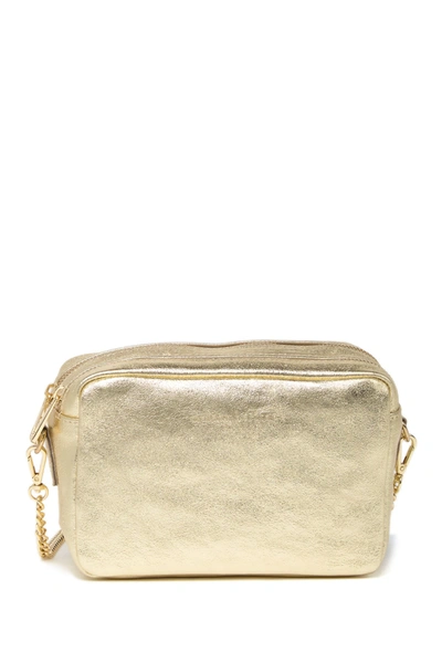 Shop Maison Heritage Elyn Double Zip Leather Crossbody Bag In Gold
