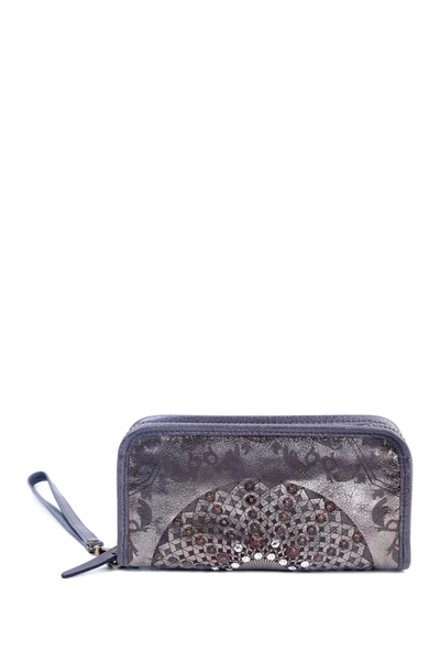 Shop Old Trend Mola Leather Clutch In Silver Metallic