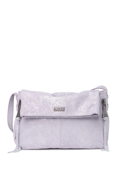 Shop Aimee Kestenberg Bali Double Entry Leather Crossbody Bag In Lavender Distressed