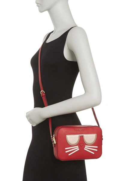 Shop Karl Lagerfeld Maybelle Printed Crossbody Bag In Crimson