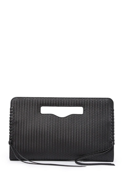 Shop Rebecca Minkoff Handheld Woven Leather Clutch In Black