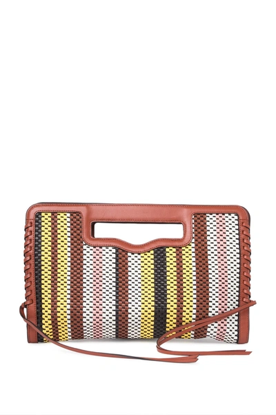 Shop Rebecca Minkoff Handheld Striped Woven Leather Clutch In Butterfly