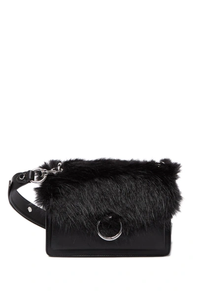 Shop Rebecca Minkoff Faux Fur Jean Crossbody Bag In Black