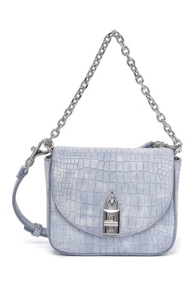 Shop Rebecca Minkoff Love Too Croc Embossed Leather Micro Crossbody Bag In Lt Periwi