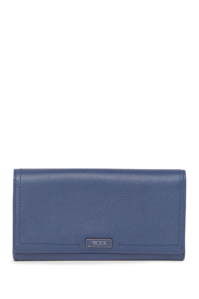 Shop Tumi Leather Envelope Wallet In Navy