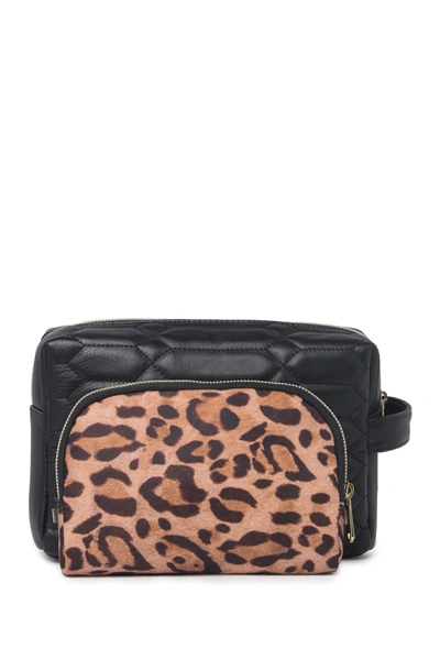 Shop Aimee Kestenberg Isabella Cosmetic Case In Black W/ Leopard Pri