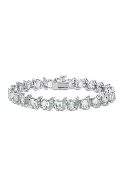 Delmar Prasiolite & Diamond Link Bracelet In Green