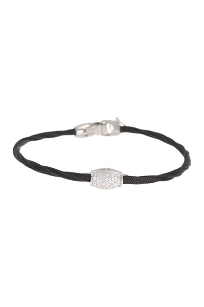 Shop Alor 18k White Gold Pave Diamond & Stainless Steel Cable Bracelet In 18kt Wg