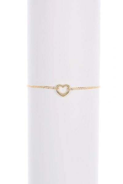 Shop Candela 10k Yellow Gold Heart Charm Double Chain Bracelet