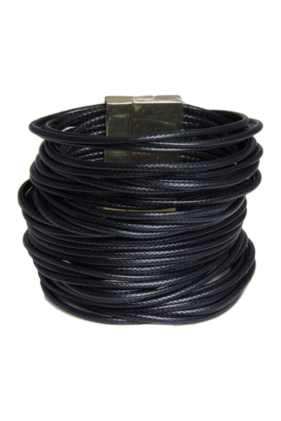 Saachi Black Multi-cord Leather Bracelet In Black