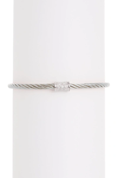 Shop Alor ® 18k White Gold Stainless Steel Diamond Cable Bracelet In Grey