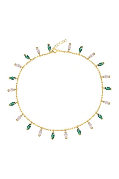 Shop Gab+cos Designs 14k Gold Plated Emerald And Diamondette Marquis Anklet