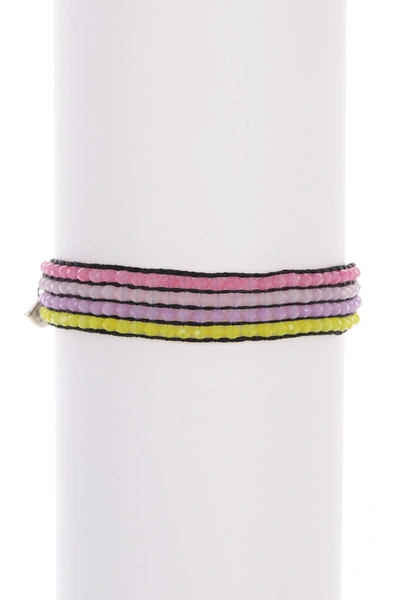Shop Ayounik Crystal Beaded Adjustable Bracelet In Pink