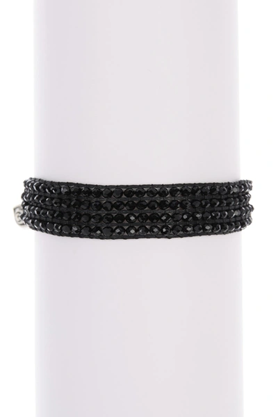 Shop Ayounik Crystal Beaded Adjustable Bracelet In Black