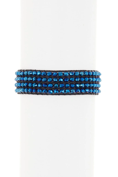 Shop Ayounik Crystal Beaded Adjustable Bracelet In Blue