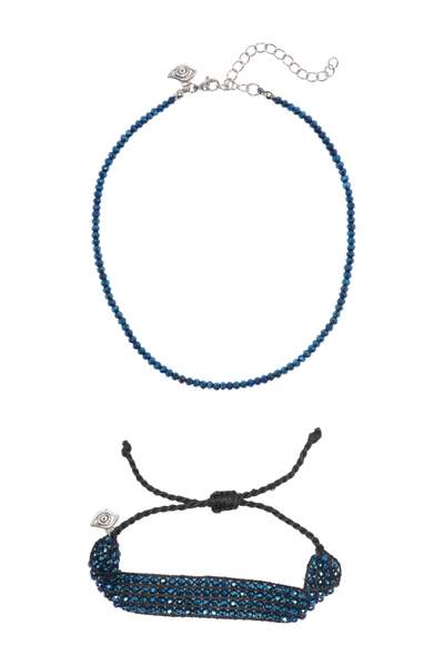 Shop Ayounik Crystal Beaded Bracelet & Choker Set In Multi