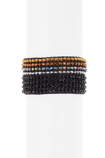 Shop Ayounik Crystal Beaded Adjustable Bracelet Set In Multi