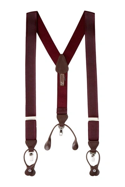 Shop Trafalgar Convertible Stretch Suspenders In Burgundy