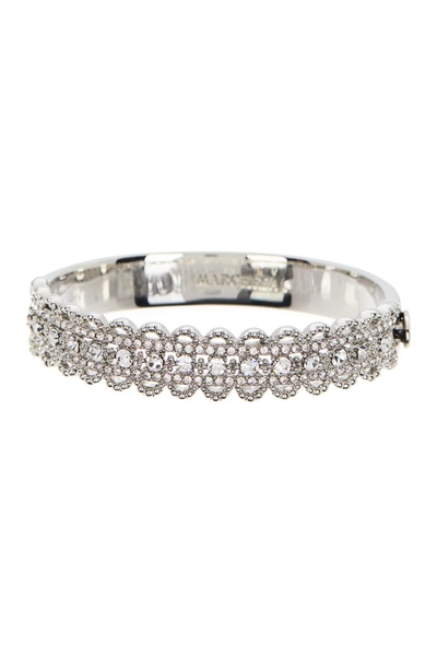 Shop Marchesa Pave Crystal Filigree Bangle Bracelet In Rhodium