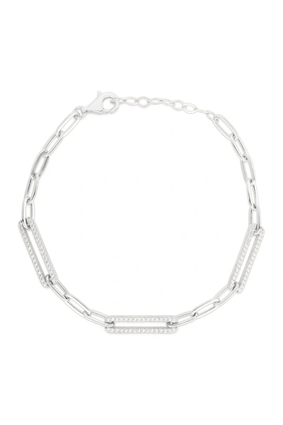 Shop Sphera Milano Rhodium Plated Sterling Silver Link Bracelet