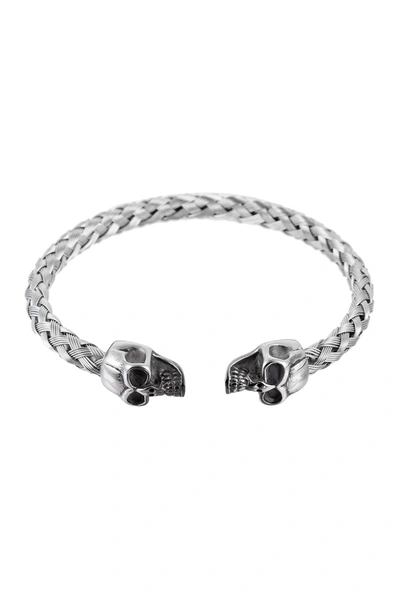 Shop Eye Candy Los Angeles Willie Stainless Steel Skull Cuff Bracelet In Silver