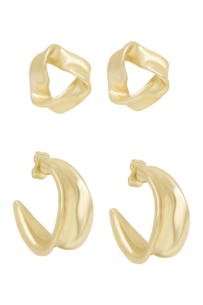 Shop Ettika Set Of 2 Stud & Hoop Earrings In Gold