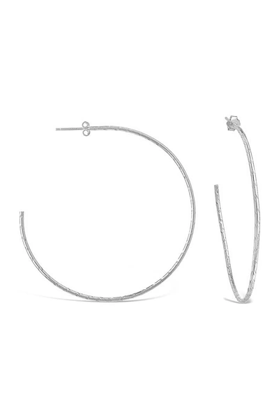 Sterling Forever Silver Textured Hoops In Silver