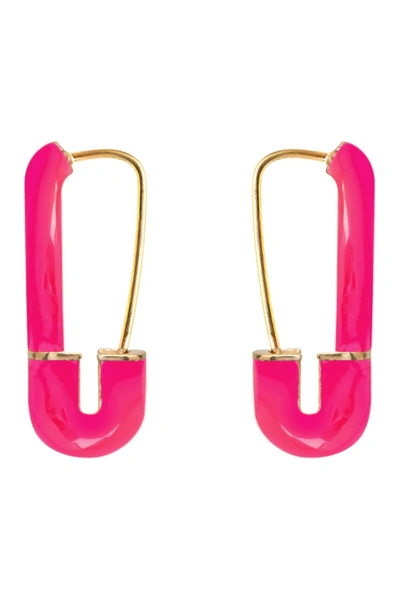 Shop Gab+cos Designs Enamel Safety Pin Earrings In Gold